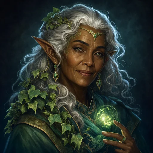 Elowen, a silver-haired lifeweaver holding a green light