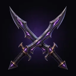 A crossed pair of violet-edged daggers
